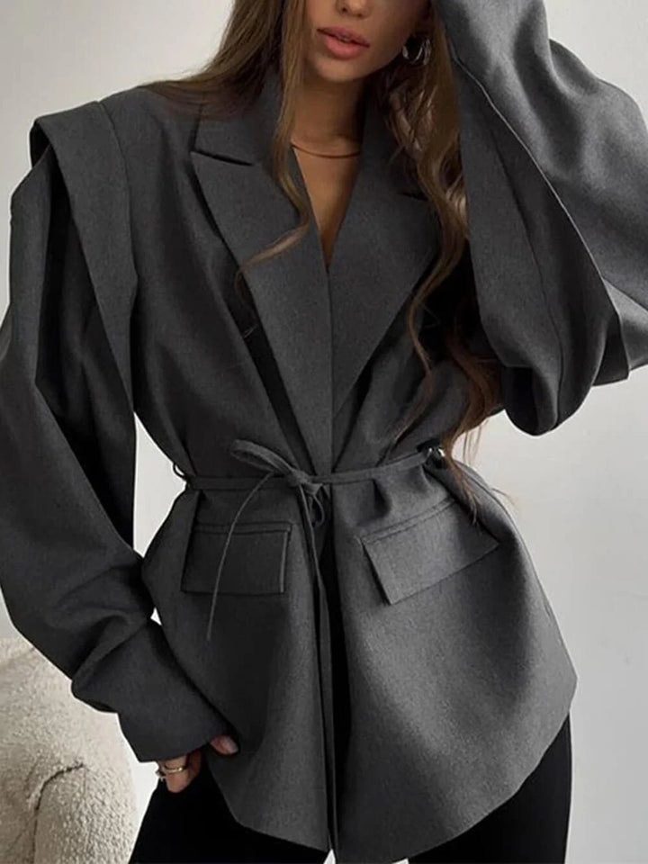 Opal | Women's Oversized Blazer | Tie Belt Notched Lapel Wrap