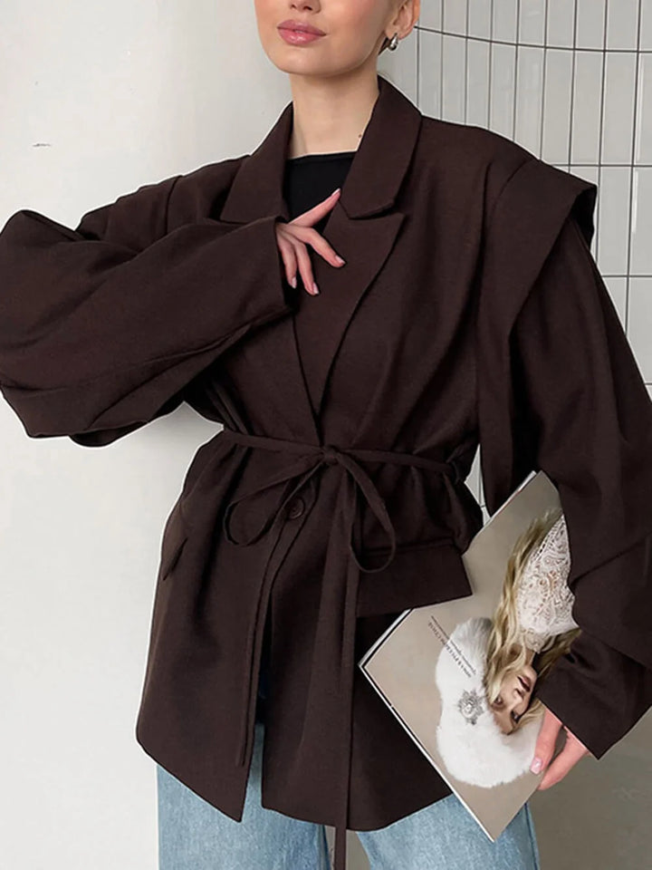 Opal | Women's Oversized Blazer | Tie Belt Notched Lapel Wrap
