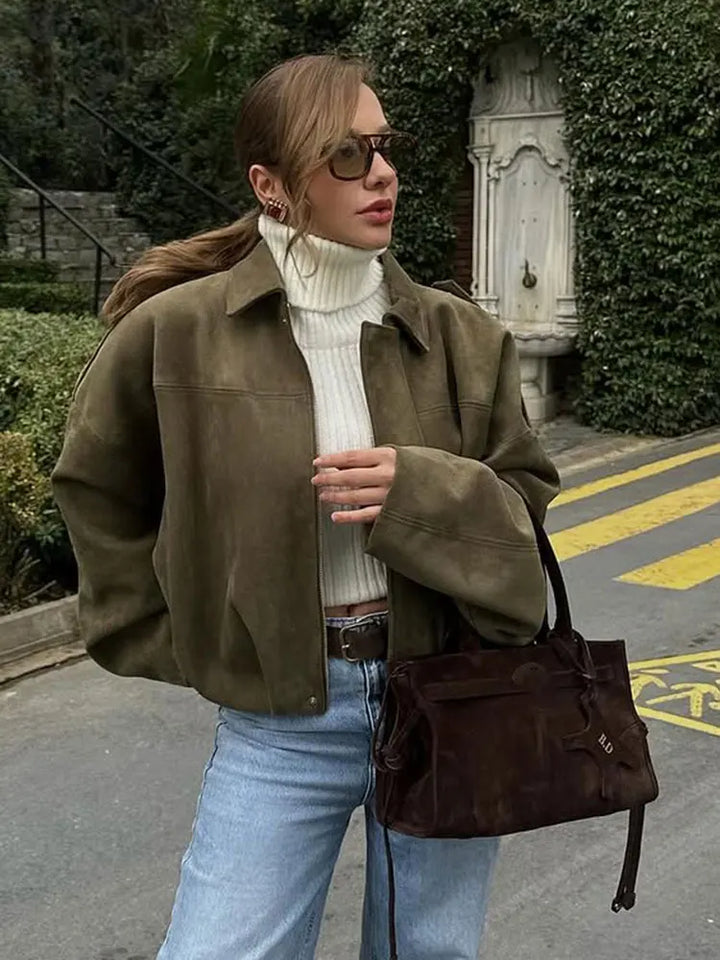 Rae | Women's Oversized Bomber Jacket | Drop Shoulder Collar