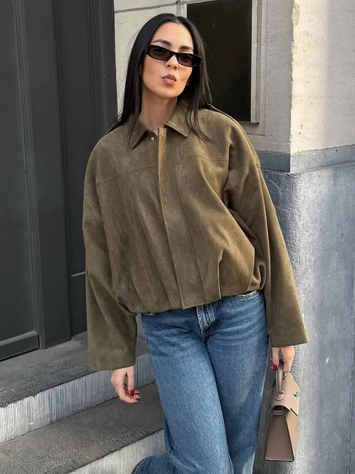 Rae | Women's Oversized Bomber Jacket | Drop Shoulder Collar