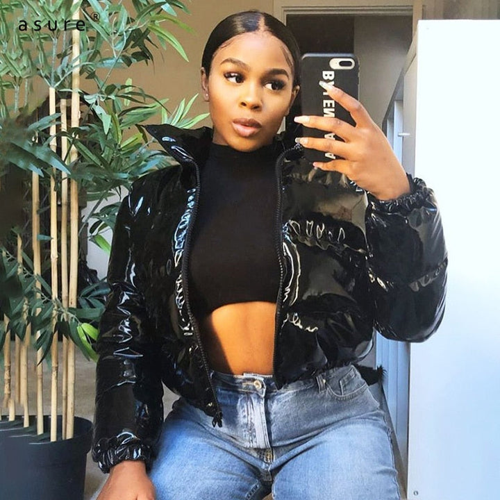 Nina | Women's Cropped Metallic Puffer Jacket