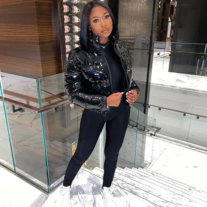 Nina | Women's Cropped Metallic Puffer Jacket