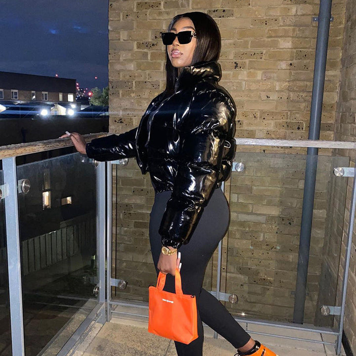 Nina | Women's Cropped Metallic Puffer Jacket