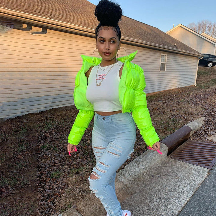 Nina | Women's Cropped Metallic Puffer Jacket