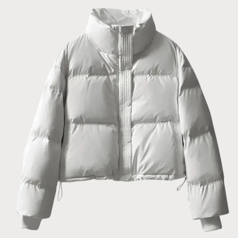 Bronagh | Women's Cropped Puffer Jacket | Stand Collar Snap Button