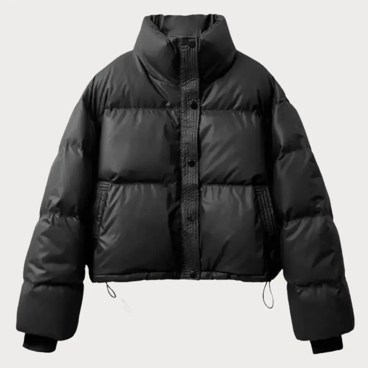 Bronagh | Women's Cropped Puffer Jacket | Stand Collar Snap Button
