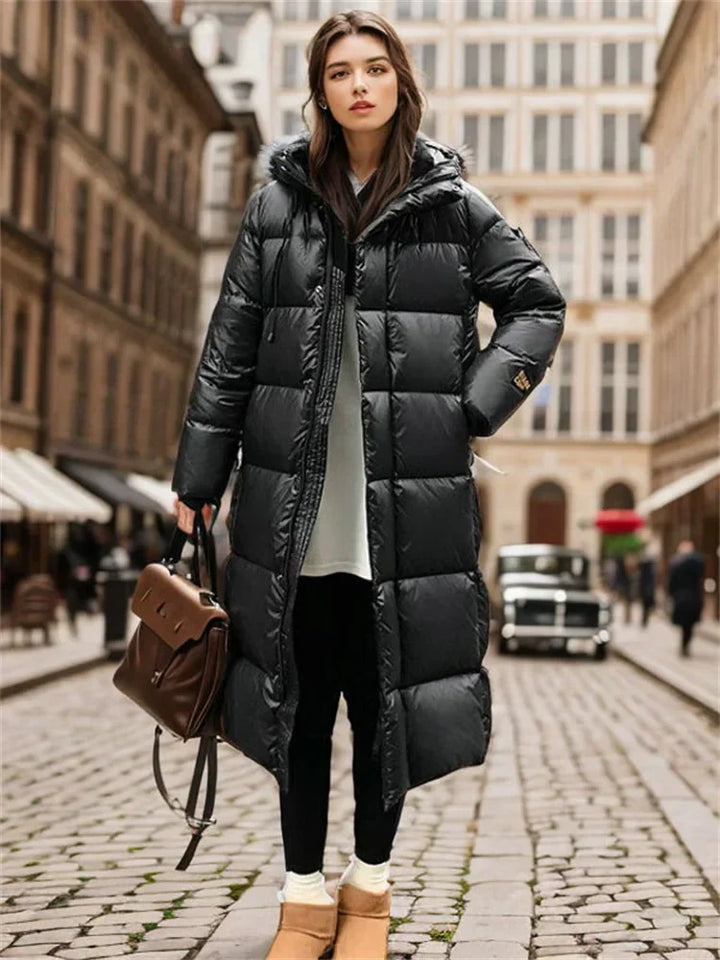 Urvashi | Women's Long Hooded Puffer Jacket | Full Zip Winter