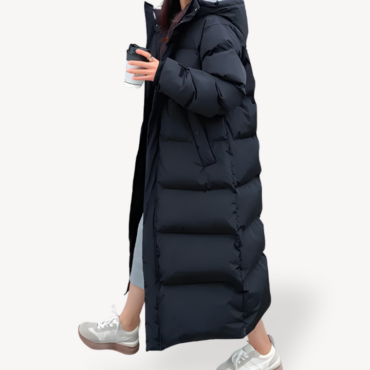 Radha | Women's Long Oversized Puffer Jacket | Hood & Zip Up