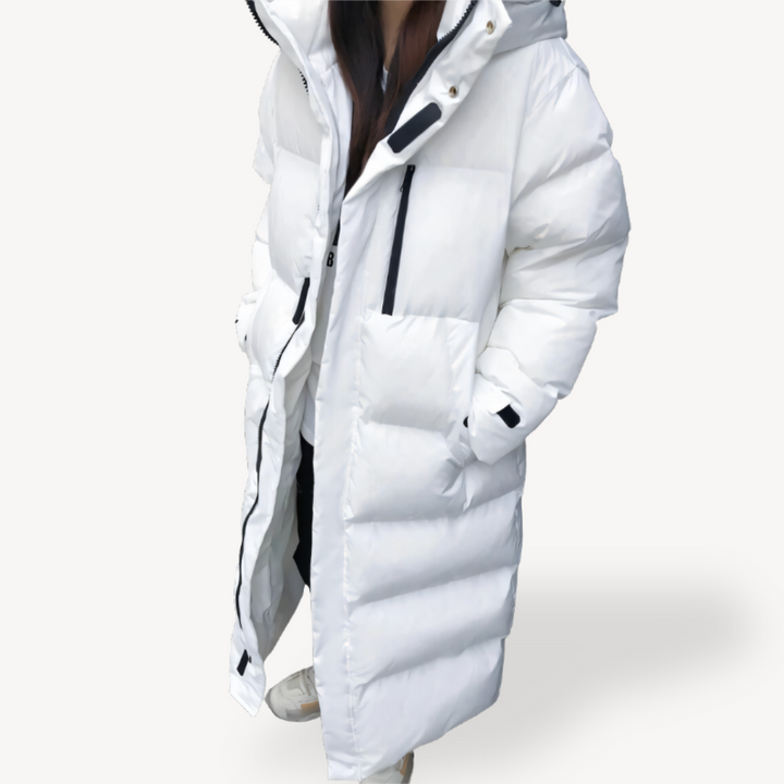 Radha | Women's Long Oversized Puffer Jacket | Hood & Zip Up