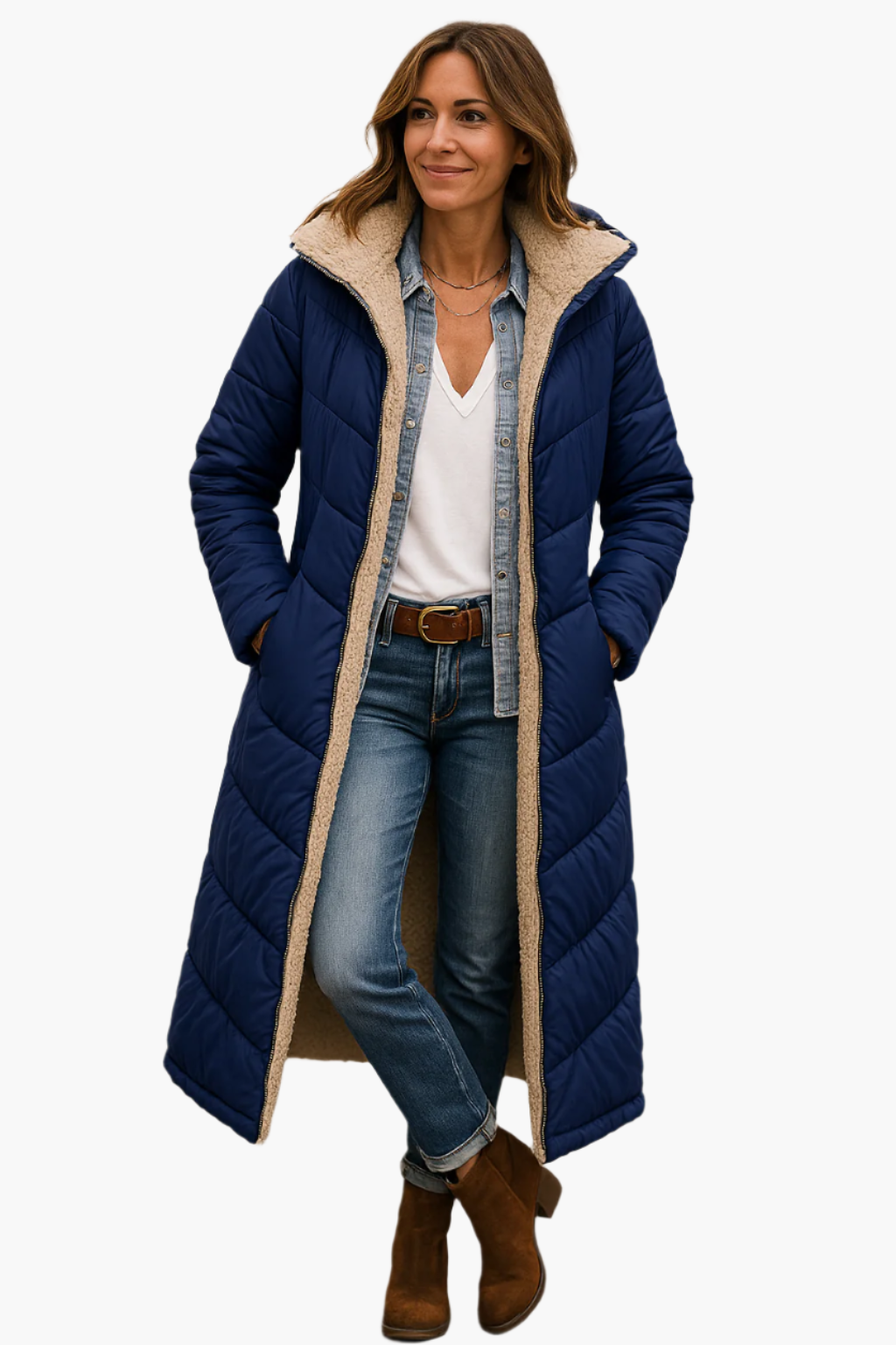 Livia | Women's Long Hooded Puffer Jacket | Lined Zip Up