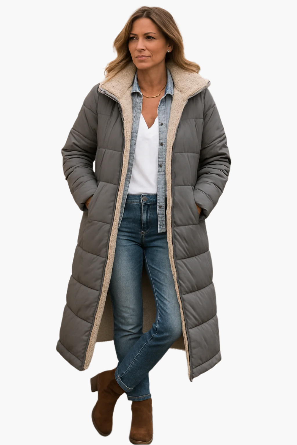 Livia | Women's Long Hooded Puffer Jacket | Lined Zip Up