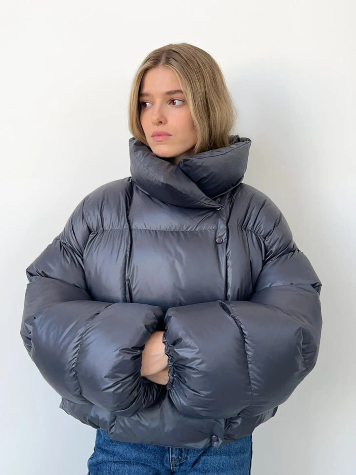 Oona | Women's Oversized Hooded Puffer Jacket | Snap Button