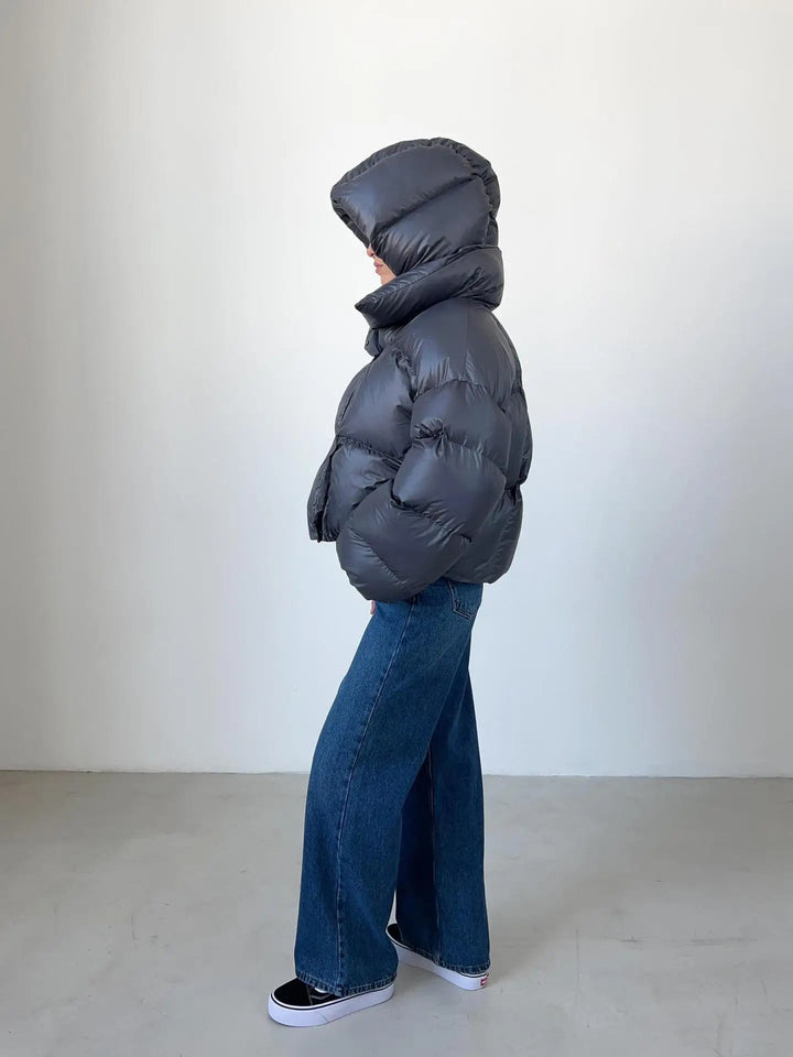 Oona | Women's Oversized Hooded Puffer Jacket | Snap Button