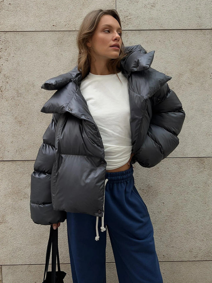 Oona | Women's Oversized Hooded Puffer Jacket | Snap Button