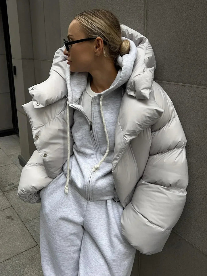 Oona | Women's Oversized Hooded Puffer Jacket | Snap Button
