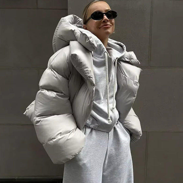 Oona | Women's Oversized Hooded Puffer Jacket | Snap Button