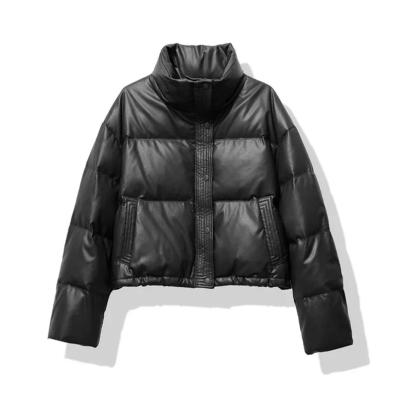 Yael | Women's Cropped Puffer Jacket | Stand Collar