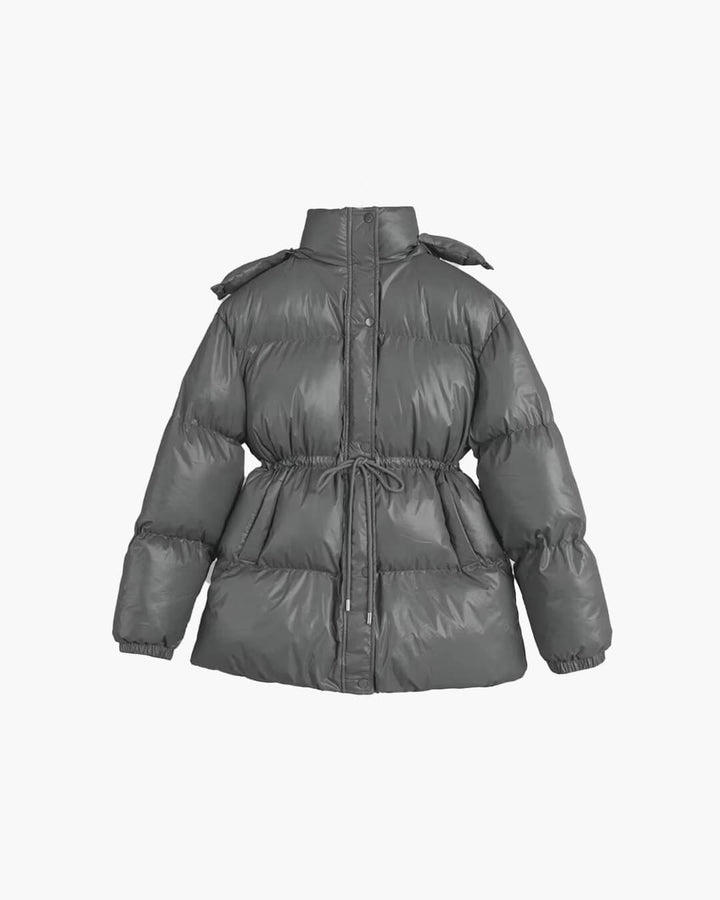 Tess | Women's Puffer Jacket | Hood & Drawstring Waist Zip Up