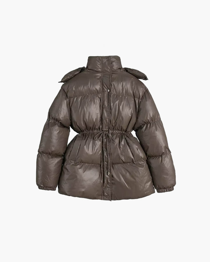 Tess | Women's Puffer Jacket | Hood & Drawstring Waist Zip Up
