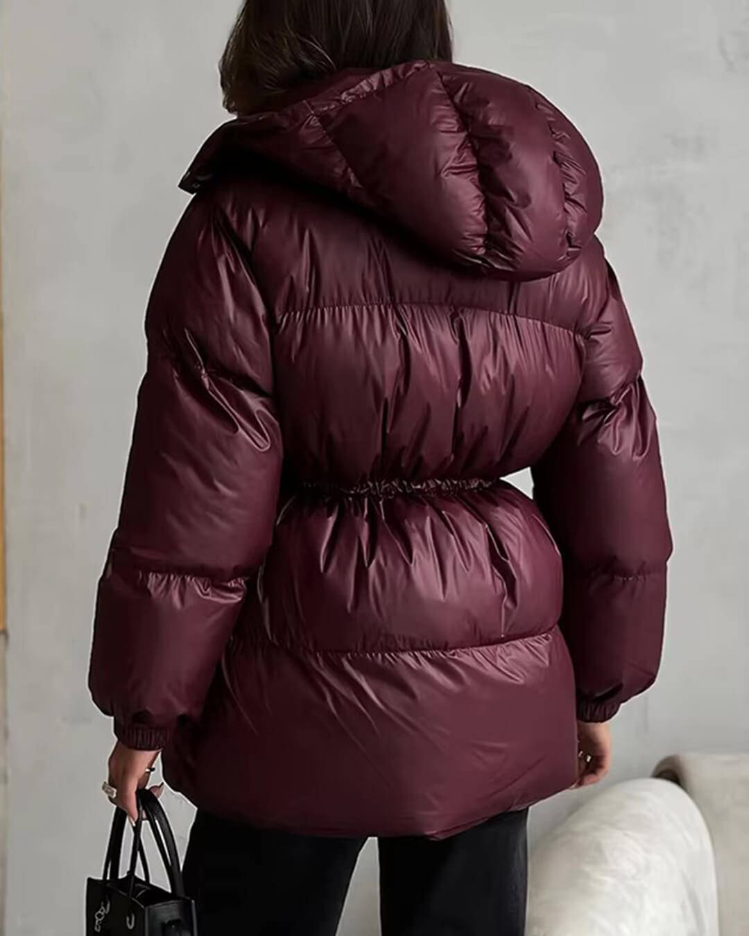 Tess | Women's Puffer Jacket | Hood & Drawstring Waist Zip Up