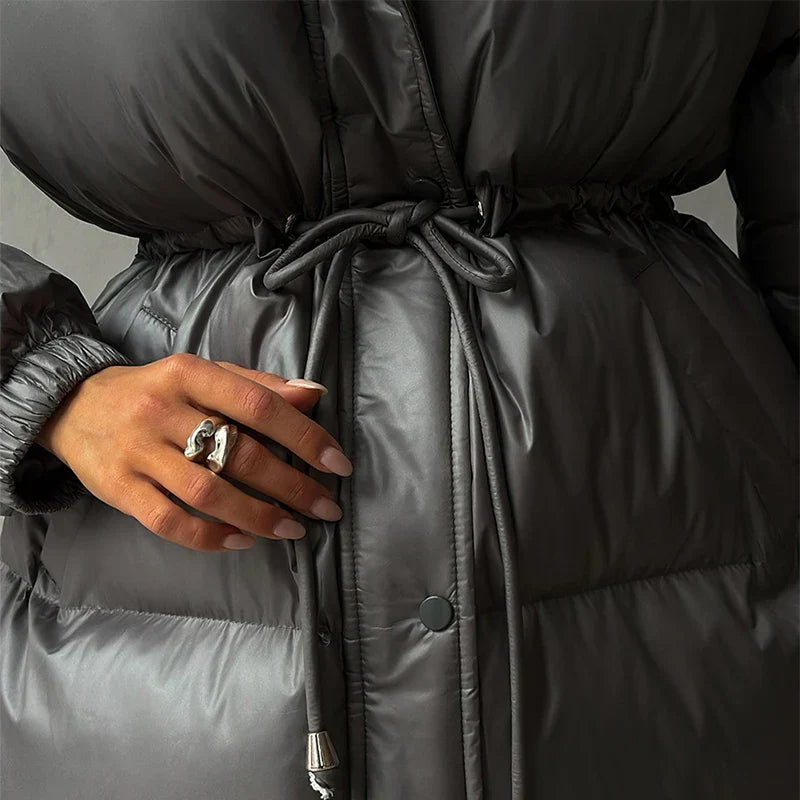 Tess | Women's Puffer Jacket | Hood & Drawstring Waist Zip Up