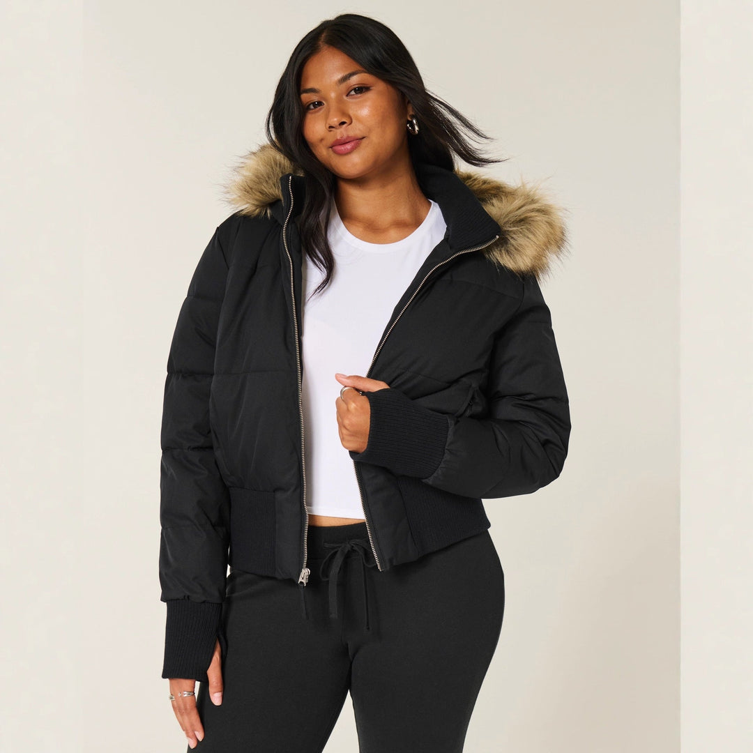 Nuala | Women's Puffer Jacket | Hood Zip Up Ribbed Cuffs