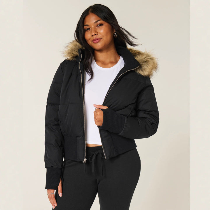 Nuala | Women's Puffer Jacket | Hood Zip Up Ribbed Cuffs