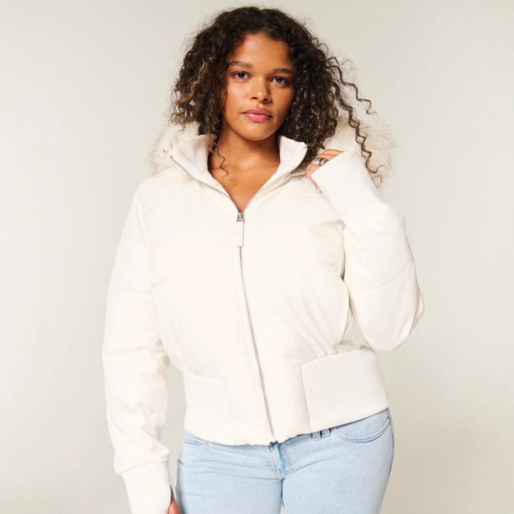 Nuala | Women's Puffer Jacket | Hood Zip Up Ribbed Cuffs