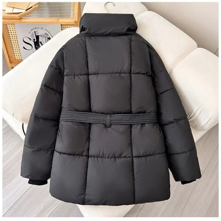 Tanvi | Women's Oversized Puffer Jacket | Tie Belt High Collar