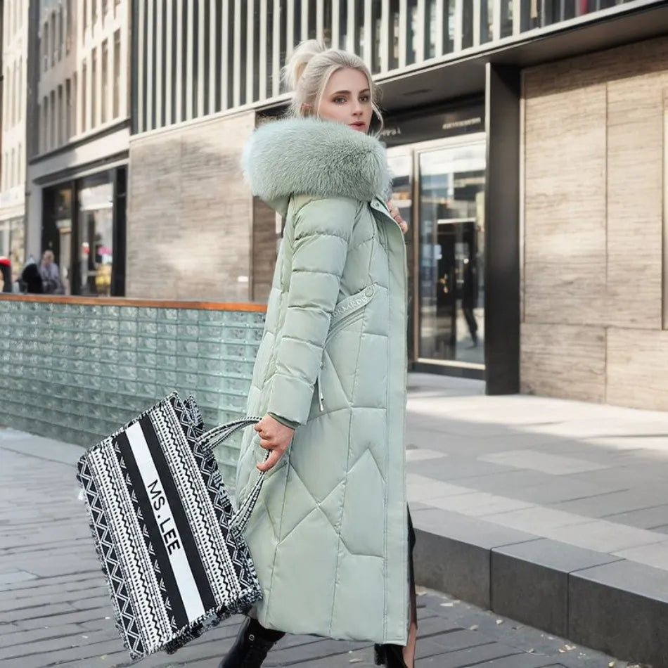 Gundrada | Women's Oversized Quilted Coat | Fur Hood Padded