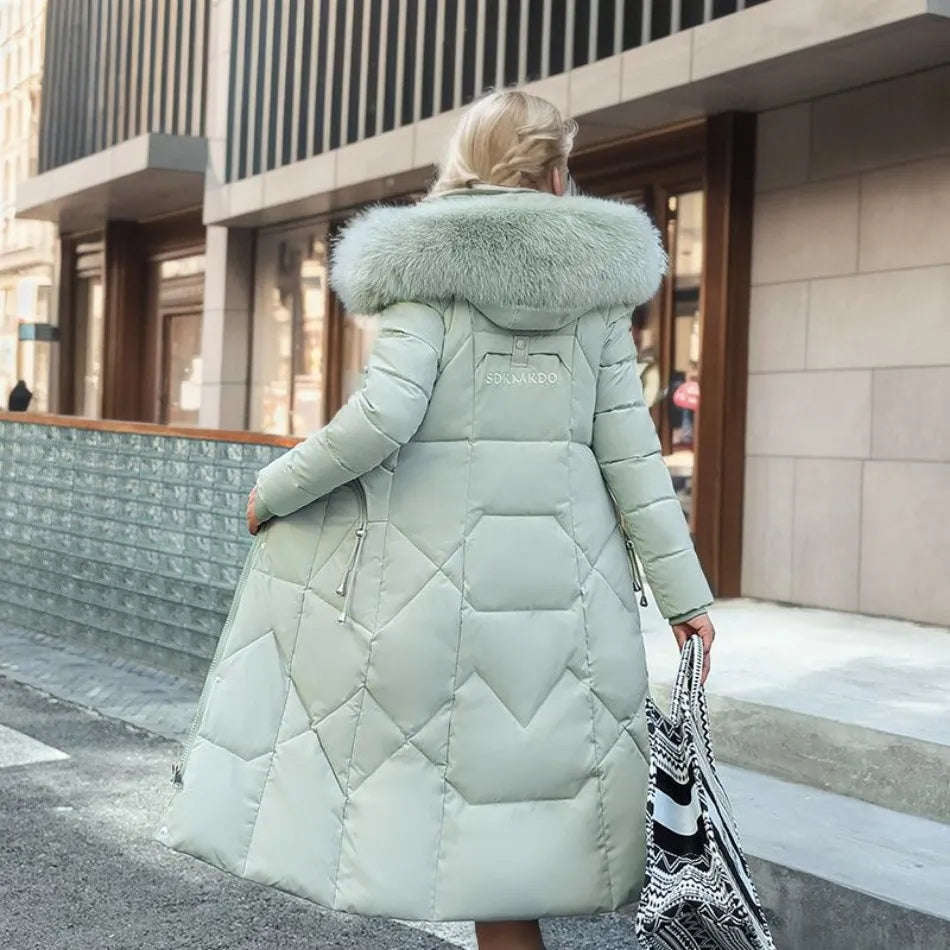 Gundrada | Women's Oversized Quilted Coat | Fur Hood Padded