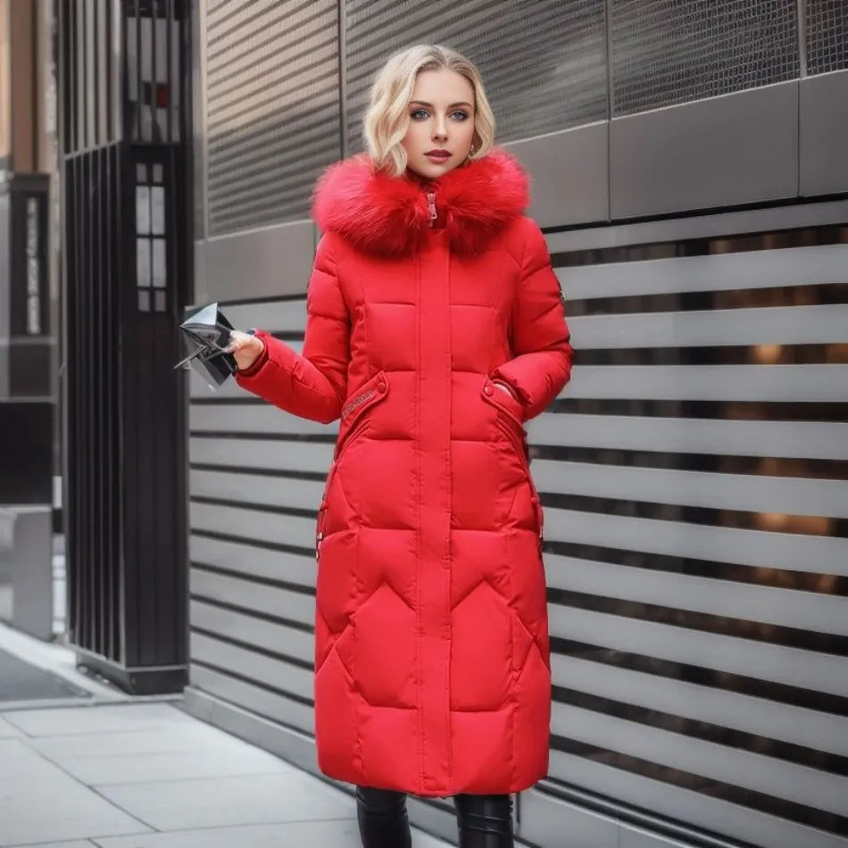Gundrada | Women's Oversized Quilted Coat | Fur Hood Padded