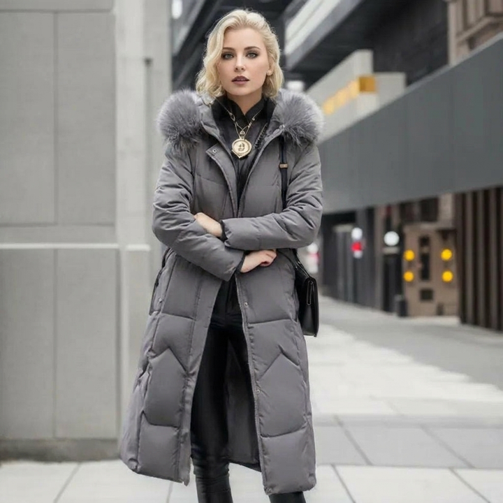 Gundrada | Women's Oversized Quilted Coat | Fur Hood Padded