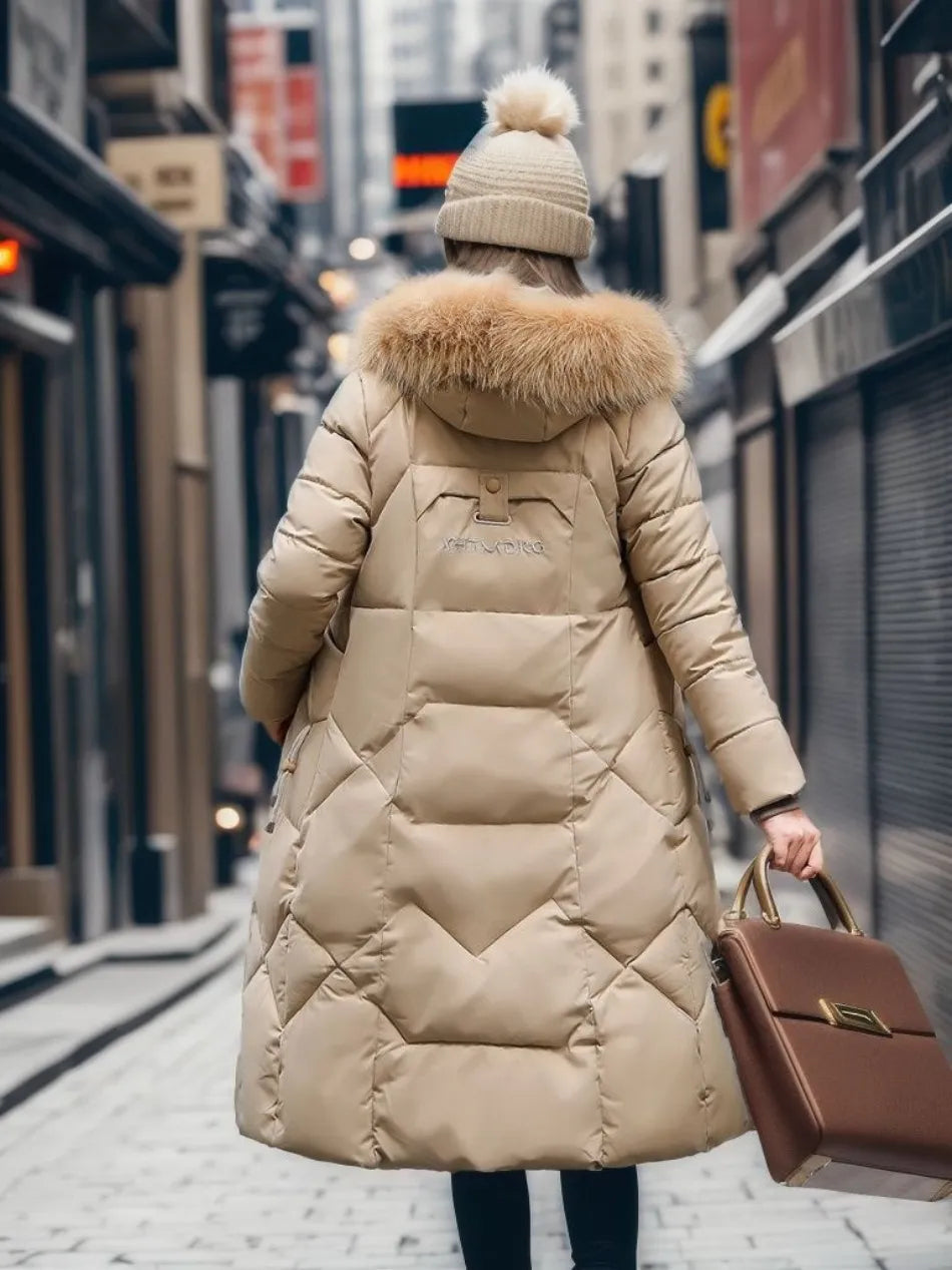Gundrada | Women's Oversized Quilted Coat | Fur Hood Padded