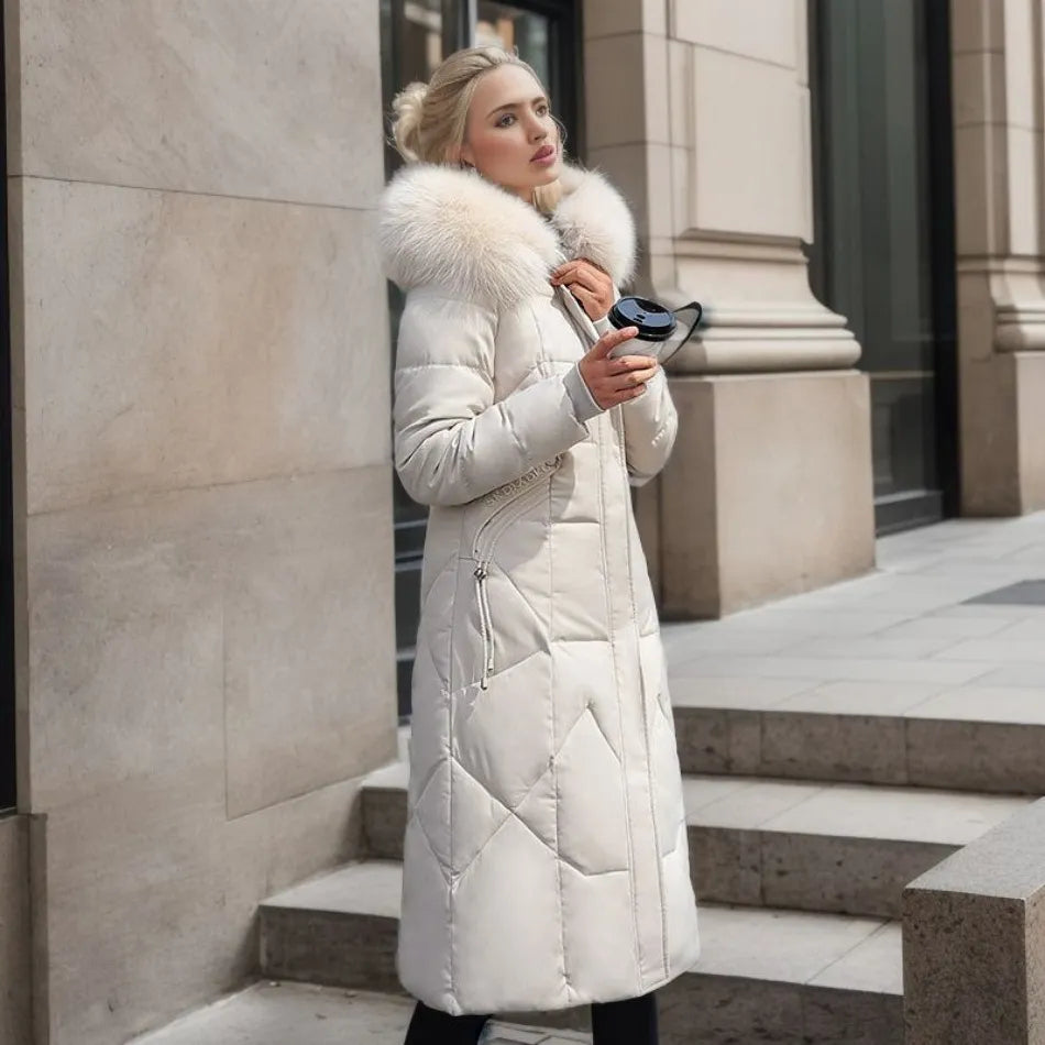 Gundrada | Women's Oversized Quilted Coat | Fur Hood Padded