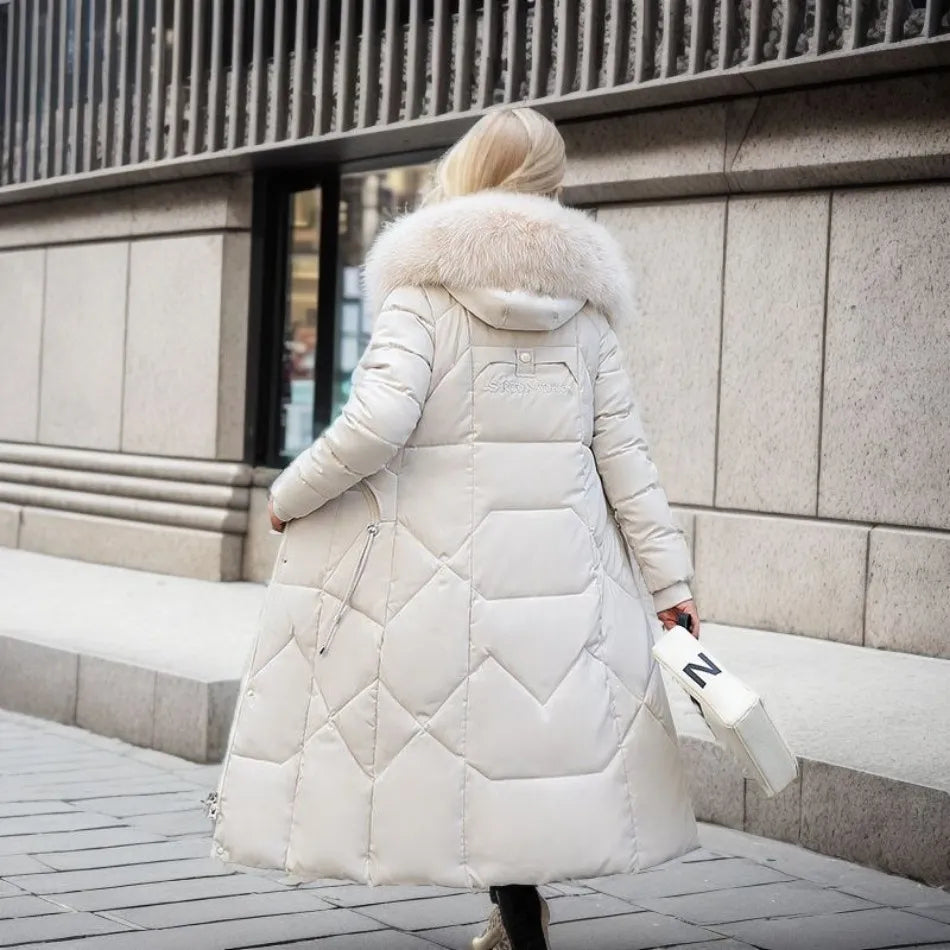 Gundrada | Women's Oversized Quilted Coat | Fur Hood Padded