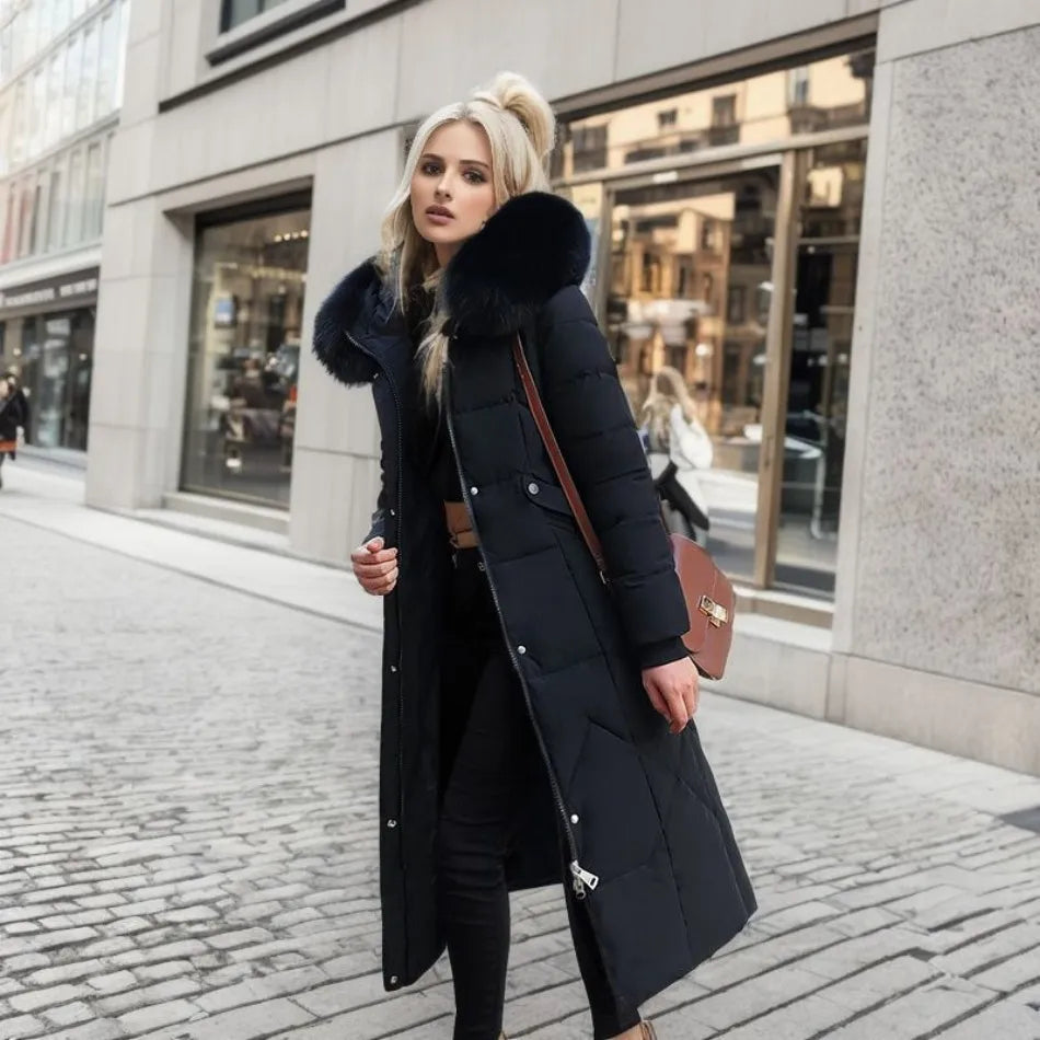 Gundrada | Women's Oversized Quilted Coat | Fur Hood Padded