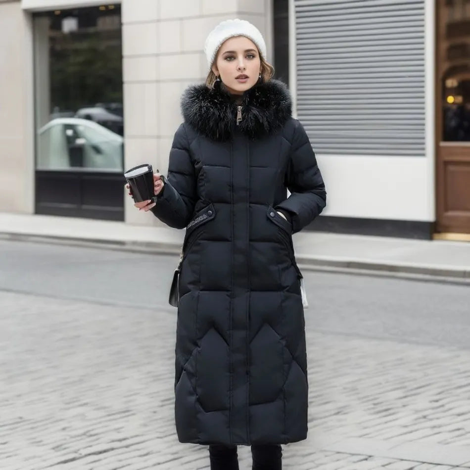 Gundrada | Women's Oversized Quilted Coat | Fur Hood Padded