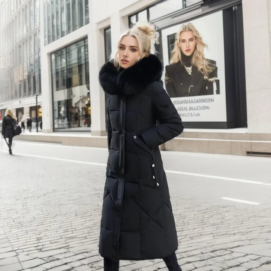 Gundrada | Women's Oversized Quilted Coat | Fur Hood Padded