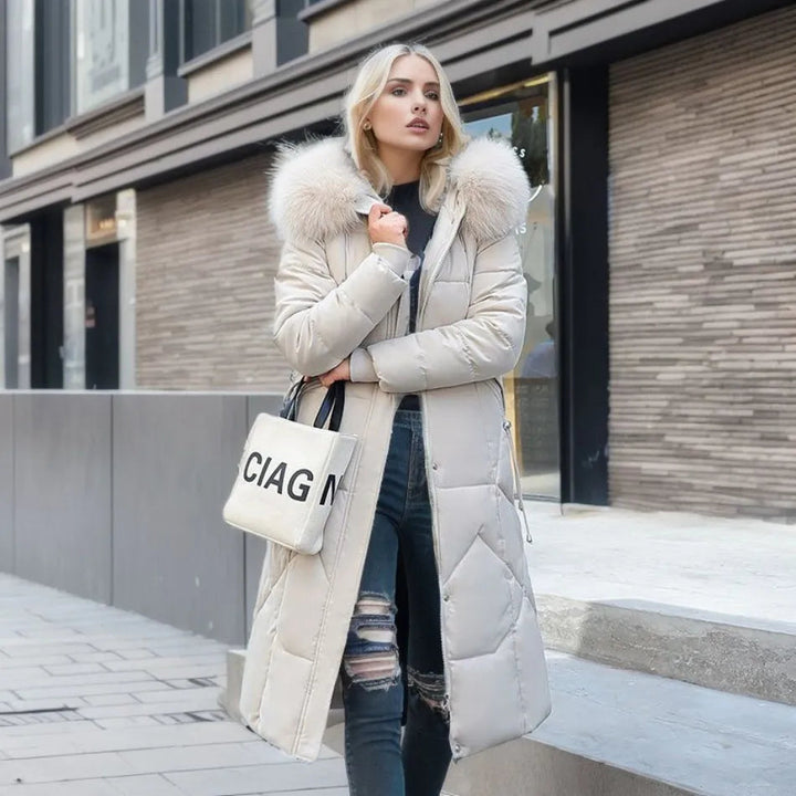 Gundrada | Women's Oversized Quilted Coat | Fur Hood Padded