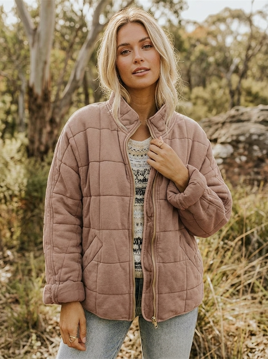 Lila | Women's Quilted Jacket | Zip Front Casual