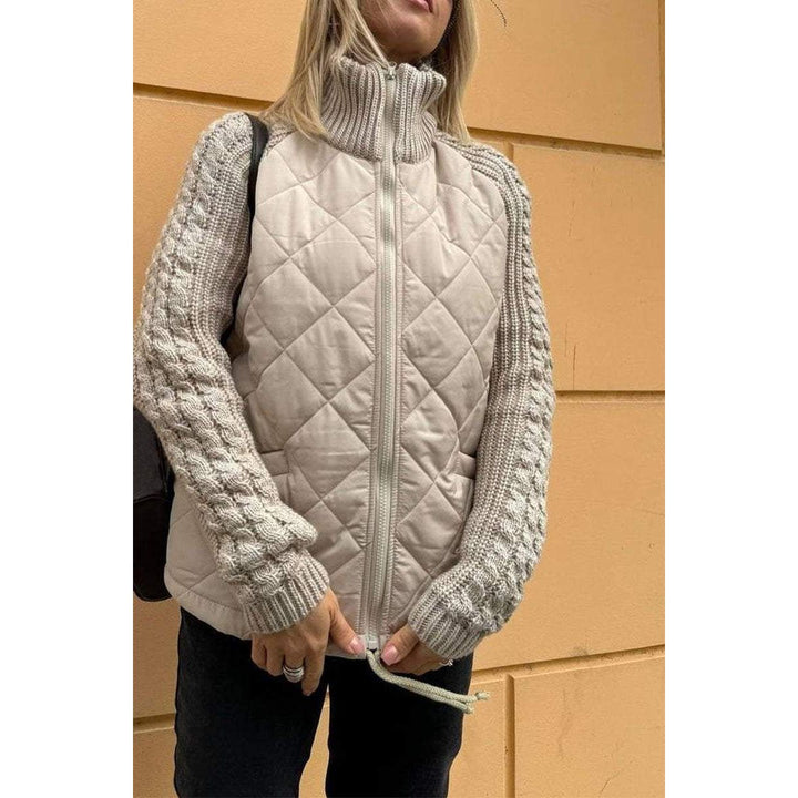 Zola | Women's Quilted Jacket | Zip Front Knit Sleeve