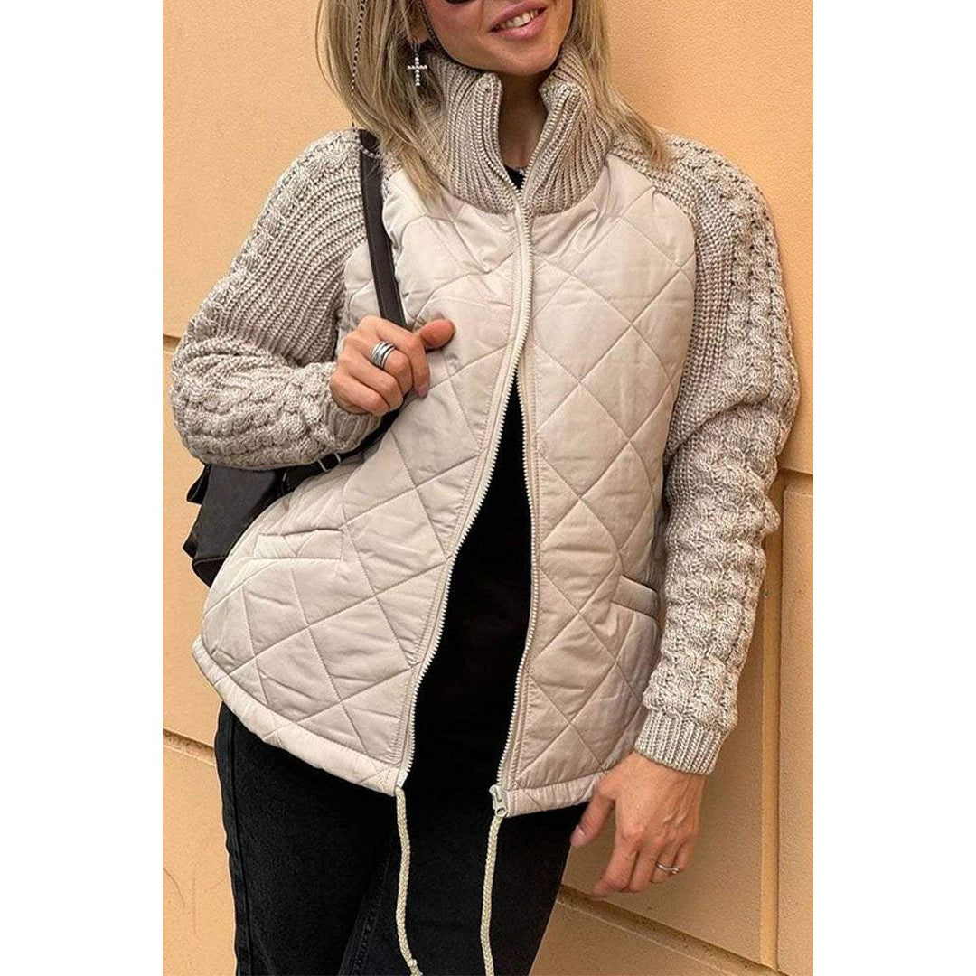Zola | Women's Quilted Jacket | Zip Front Knit Sleeve