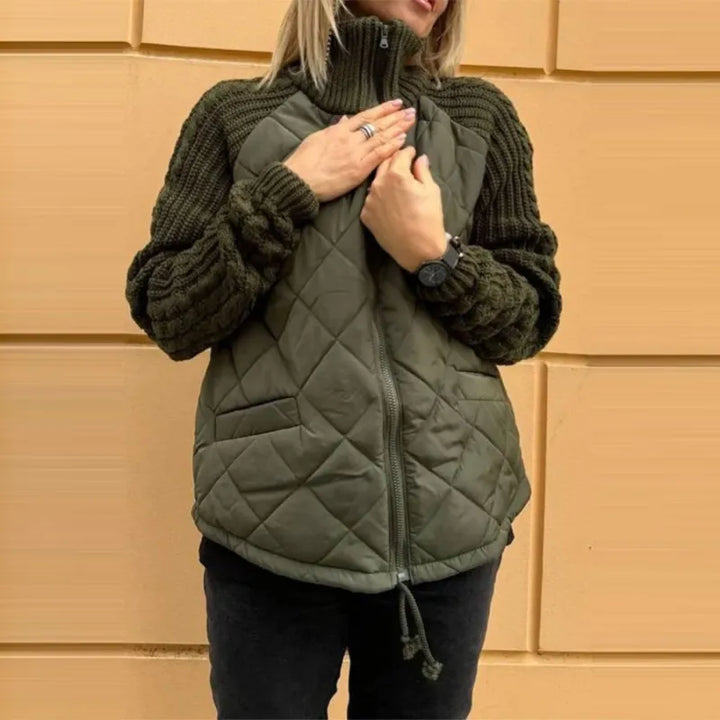 Zola | Women's Quilted Jacket | Zip Front Knit Sleeve