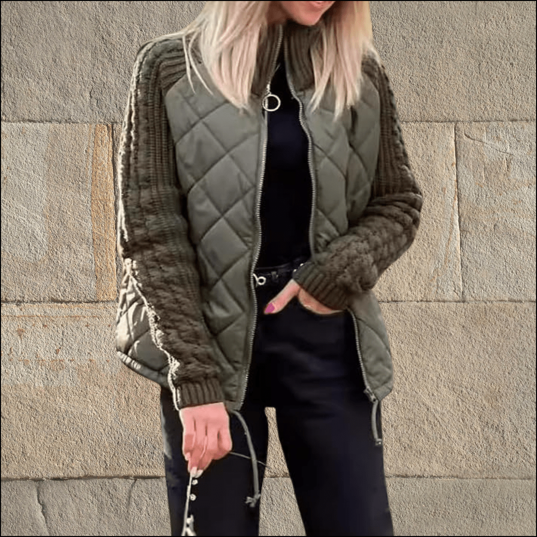 Zola | Women's Quilted Jacket | Zip Front Knit Sleeve