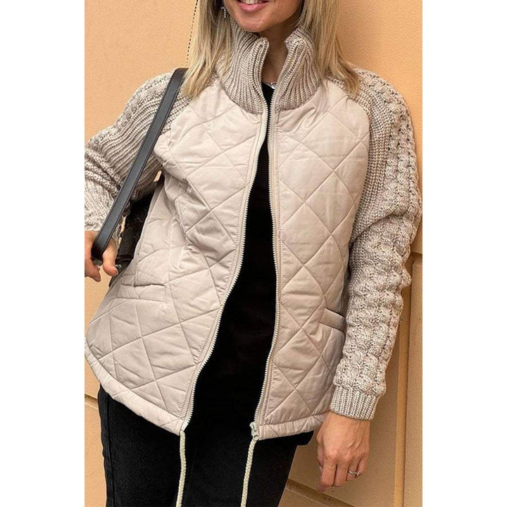 Zola | Women's Quilted Jacket | Zip Front Knit Sleeve