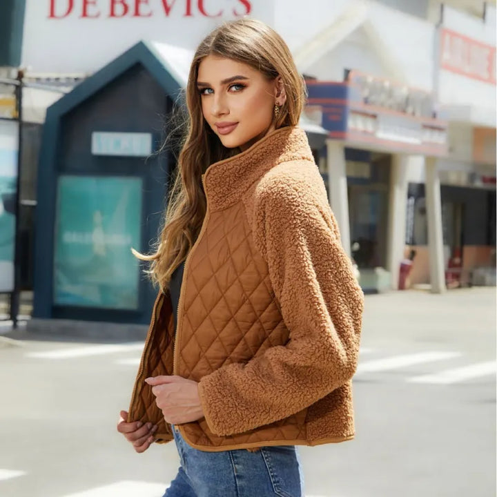Roma | Women's Quilted Jacket | Zip Front Textured Sleeve