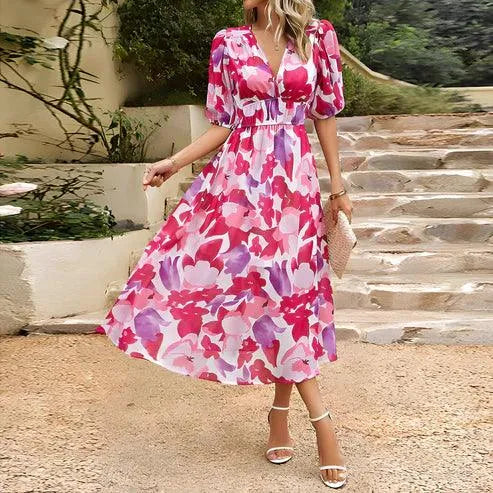 Women's Races Dresses Floral Midi V-Neck | Party