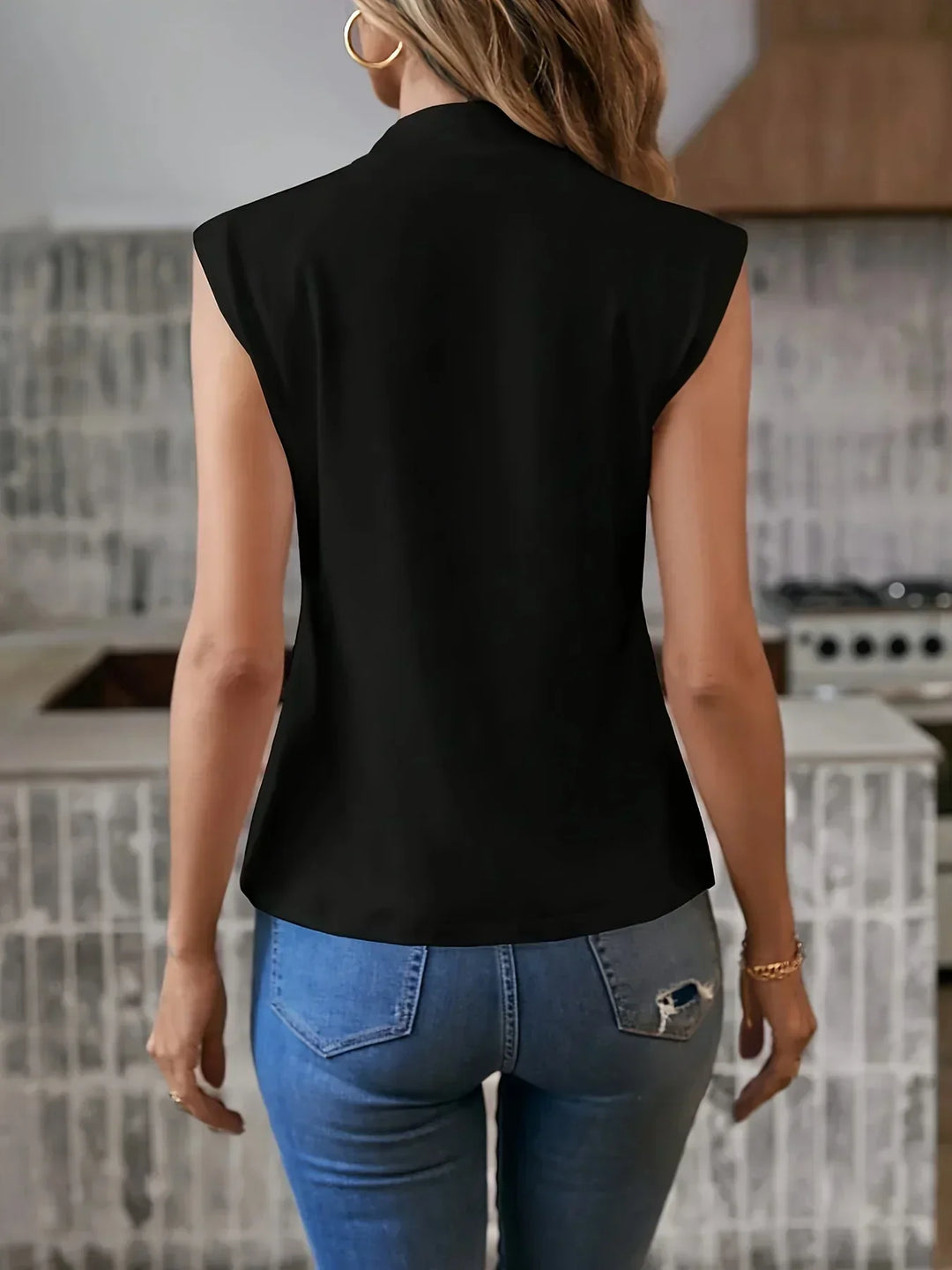 Theodora | Women's Sleeveless Blouse | High Neck Smart Casual