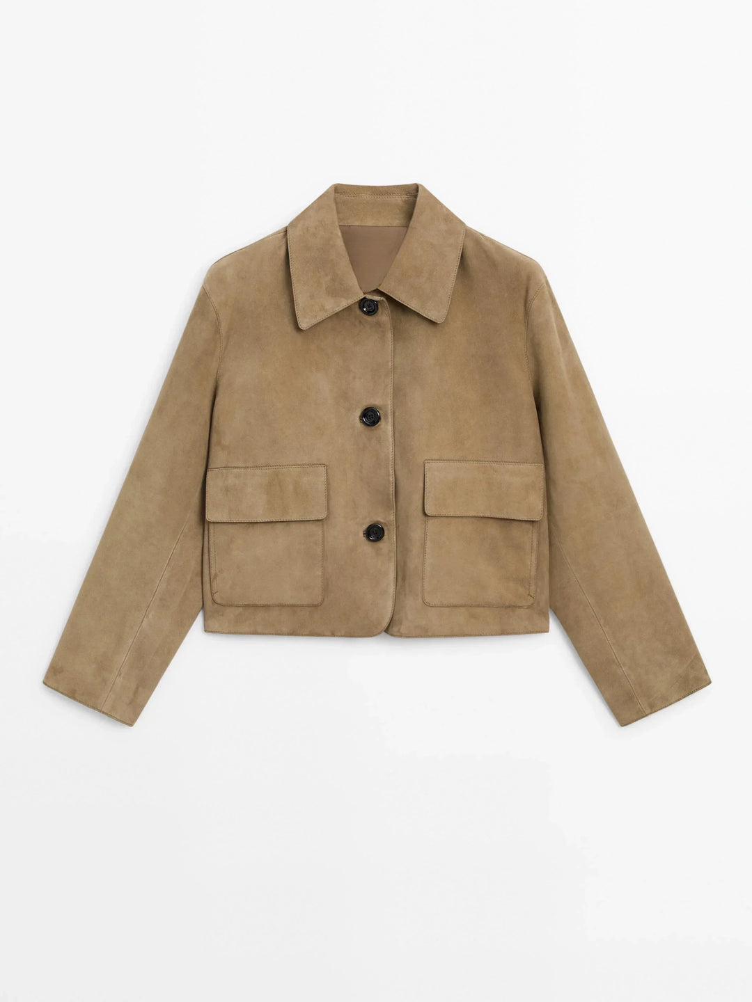 Mariko | Women's Cropped Suede Jacket | Button Up Patch Pocket